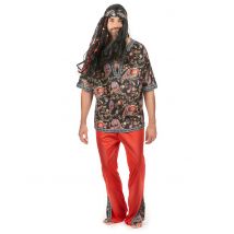 Buntes Hippie-Kostüm für Herren - Thema: Hippie (60er) - Rot - Größe M / L