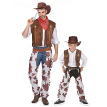 Cowboy-Paarkostüm für Vater und Sohn - Thema: Eltern-Kind Kostüme - Rot - Größe Einheitsgröße