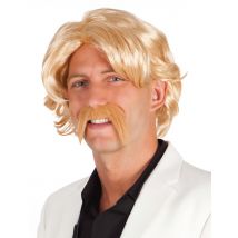 Blonde Perücke mit Bart für Herren - Thema: Retro - Blond - Größe Einheitsgröße