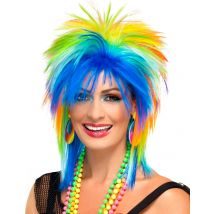Bunte 80er Jahre Perücke für Damen - Thema: Neon / UV / LED - Neon - Größe Einheitsgröße