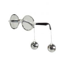 Witzige Disco Brille silber für Erwachsene - Thema: Kostüme nach Farben - Grau, Silber - Größe Einheitsgröße