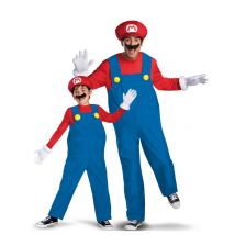 Super Mario Paarkostüm für Vater und Sohn - Thema: Filmstars + Promis - Blau - Größe Einheitsgröße