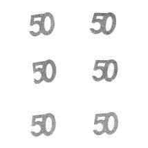 Große Konfetti-Buttons Zahl 50 10g - Thema: Déco d'ambiance anniversaire - Grau, Silber - Größe Einheitsgröße