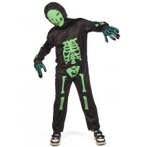 Grünes Skelettkostüm für Kinder - Thema: Horror + Zauberei - Grün - Größe 110/116 (4-6 Jahre)