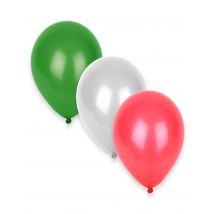 Zwölf Luftballons in weiß grün und rot - Thema: Fanartikel - Grün - Größe Einheitsgröße