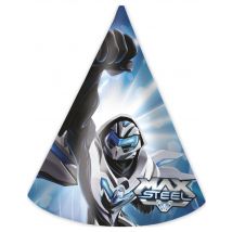 6 Partyhüte Max Steel - Thema: Lizenzen - Bunt - Größe Einheitsgröße