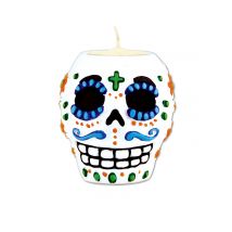 Kerzenleuchter Dia de los Muertos-Mann - Thema: Horror + Zauberei - Weiß - Größe Einheitsgröße
