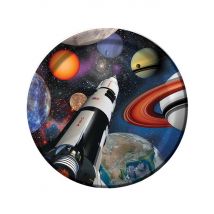 8 Pappteller - Weltall + Planeten - Thema: Astronauten + Aliens - Bunt - Größe Einheitsgröße