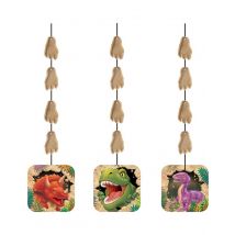 3 Dinosaurier Hänge-Dekos für den Kindergeburtstag - Thema: Tiere - Bunt - Größe Einheitsgröße