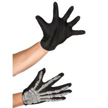 Accessoires Skelett-Handschuhe - Thema: Horror + Zauberei - Schwarz - Größe Einheitsgröße