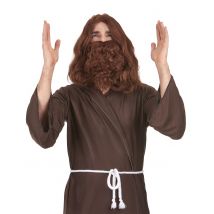 Perücke mit Bart im Jesus-Stil für Herren - Thema: Filmstars + Promis - Braun - Größe Einheitsgröße