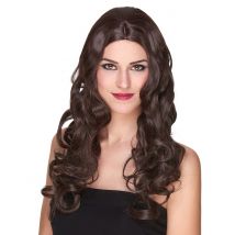 Braune langen und lockigen Luxus Perücke für Frauen - 251g - Thema: Accessoires Carnaval - Braunhaarig - Größe Einheitsgröße