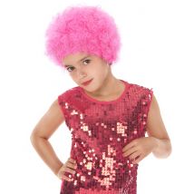 Rosa Disco-Perücke für Kinder - Thema: Clowns + Zirkus - Bunt - Größe Einheitsgröße