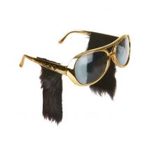 Sonnenbrille mit Koteletten - Rock 'n' Roll - Thema: Humor - Gold - Größe Einheitsgröße