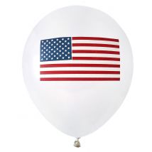 8 USA Luftballons mit Flagge weiß - Thema: Fanartikel - Weiß - Größe Einheitsgröße