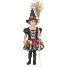 Kleine Hexe Kinderkostüm schwarz-bunt - Thema: Kostümideen - Bunt - Größe 98/104 (3-4 Jahre)