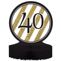 Tisch-Aufsteller - Zahl 40 - gold-schwarz - Thema: Happy Birthday Noir et Or - Größe Einheitsgröße