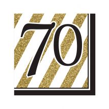 16 schwarz-goldene Papier Servietten70 Jahre - Thema: Happy Birthday Noir et Or - Größe Einheitsgröße