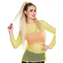 Neongelbes T-Shirt 80er für Damen - Thema: Neon / UV / LED - Gelb - Größe Einheitsgröße
