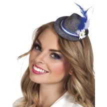 Bayrischer Mini-Hut aus Filz für Erwachsene grau-blau - Thema: Dirndl + Trachten - Grau, Silber - Größe Einheitsgröße