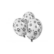 5 Fußball Luftballons - Thema: Sportler - Grau, Weiss - Größe Einheitsgröße