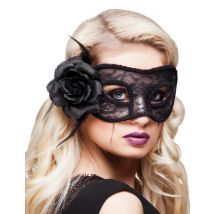 Spitzen-Maske mit Rose schwarz - Thema: Gesamte Auswahl Halloween - Schwarz - Größe Einheitsgröße