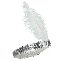 20er Pailletten Stirnband für Damen silber - Thema: Accessoires Carnaval - Grau, Silber - Größe Einheitsgröße