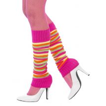 Neon-Beinstulpen für Damen pink-bunt - Thema: 80er Jahre - Neon - Größe Einheitsgröße