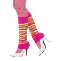 Neon-Beinstulpen für Damen pink-bunt - Thema: 80er / 90er Jahre - Neon - Größe Einheitsgröße