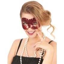 Maske mit roten Pailetten für Erwachsene - Thema: Accessoires Carnaval - Rot - Größe Einheitsgröße