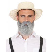 Grauer Schnurrbart und Bart für Erwachsene - Thema: Accessoires Carnaval - Grau, Silber - Größe Einheitsgröße