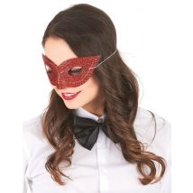 Glitzer-Maske für Erwachsene rot - Thema: Accessoires Carnaval - Rot - Größe Einheitsgröße