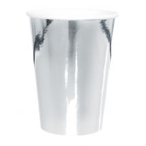 10 Silbermetallic Pappbecher 250 ml - Grau, Silber - Größe Einheitsgröße