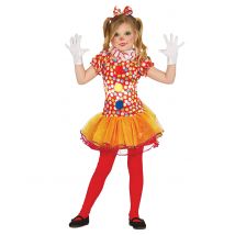 Gepunktetes Clownskostüm für Mädchen - Thema: Clowns + Zirkus - Bunt - Größe 140/152 (10-12 Jahre)