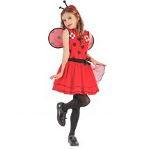 Märchenhaftes Marienkäferkostüm für Mädchen rot-schwarz - Thema: Tiere - Rot - Größe 134/140 (10-12 Jahre)