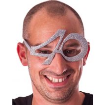 40. Geburtstag Spaßbrille silber - Thema: Strass + Glitzer - Grau, Silber - Größe Einheitsgröße