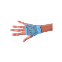 Fingerlose Netzhandschuhe für Erwachsene neonblau - Thema: 80er / 90er Jahre - Blau - Größe Einheitsgröße