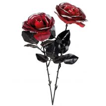 Rot-schwarze Rose 45 cm Halloweendeko - Thema: Horror + Zauberei - Rot - Größe Einheitsgröße