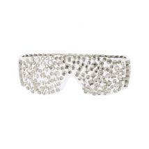 Disco-Brille mit Strasssteinen weiß-silber - Thema: Disco (70er) - Weiß - Größe Einheitsgröße