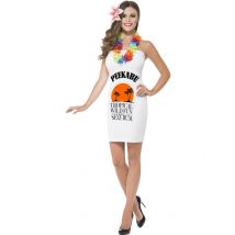 Rum Flaschen Kostüm für Damen Hawaii weiss-schwarz - Thema: Strandparty - Weiß - Größe L