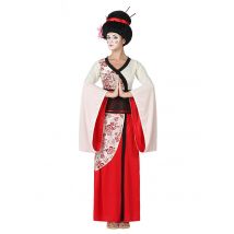 Geisha Damenkostüm rot-weiss-schwarz - Thema: Länder + Kulturen - Grau, Weiss - Größe M / L