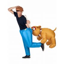 Aufblasbares Huckepack Bulldogge-Kostüm - Thema: Aufblasbar - Blau - Größe Einheitsgröße