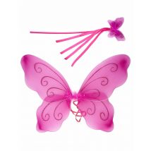 Flügel und Zauberstab für Kinder Schmetterling Fee pink - Thema: Prinzessinnen - Rosa, Pink - Größe Einheitsgröße