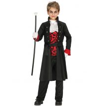 Edles Vampir-Kinderkostüm düstere Halloween-Verkleidung schwarz-rot - Thema: Märchen + Trickfilm - Schwarz - Größe 110/116 (5-6 Jahre)