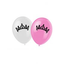 Set aus 6 Luftballons mit Prinzessin und Schloss - Thema: Prinzessinnen - Rosa, Pink - Größe Einheitsgröße