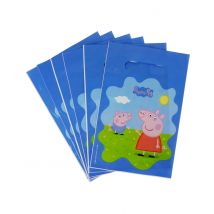 6 Peppa Wutz Geschenkbeutel 22,5 x 15 cm - Thema: Lizenzen - Bunt - Größe Einheitsgröße