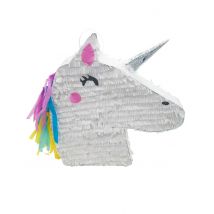 Einhorn-Piñata weiss-pink 47x32x8cm - Thema: Accessoires Carnaval - Grau, Weiss - Größe Einheitsgröße