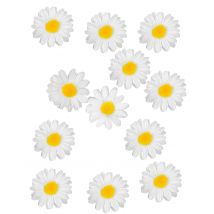 Künstliche Gänseblümchen Deko 12 Stück 3,5 cm weiß-gelb - Weiß - Größe Einheitsgröße