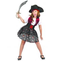 Bezaubernde-Piratenbraut Kostüm für Kinder bunt - Thema: Piraten - Rot - Größe 122/134 (7-9 Jahre)