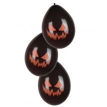 Kürbis-Luftballons Halloween 6 Stück schwarz-orange 25cm - Thema: Horror + Zauberei - Bunt - Größe Einheitsgröße